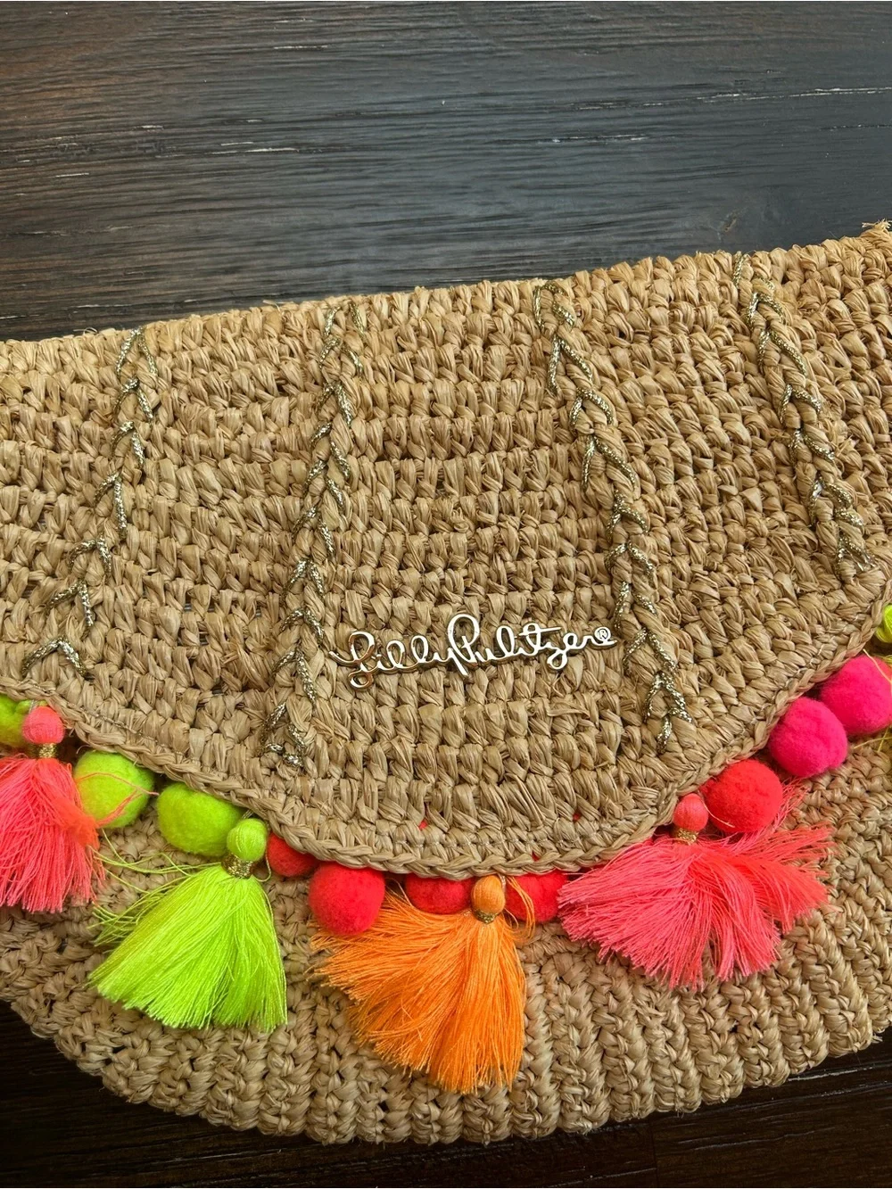 Lilly Pulitzer Straw Claim she’ll clutch with neon trim - Picture 6 of 9